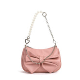 Sac à bandoulière classique avec nœud et chaîne en perles, sac à bandoulière polyvalent pour intérêts spéciaux, sac sous les bras